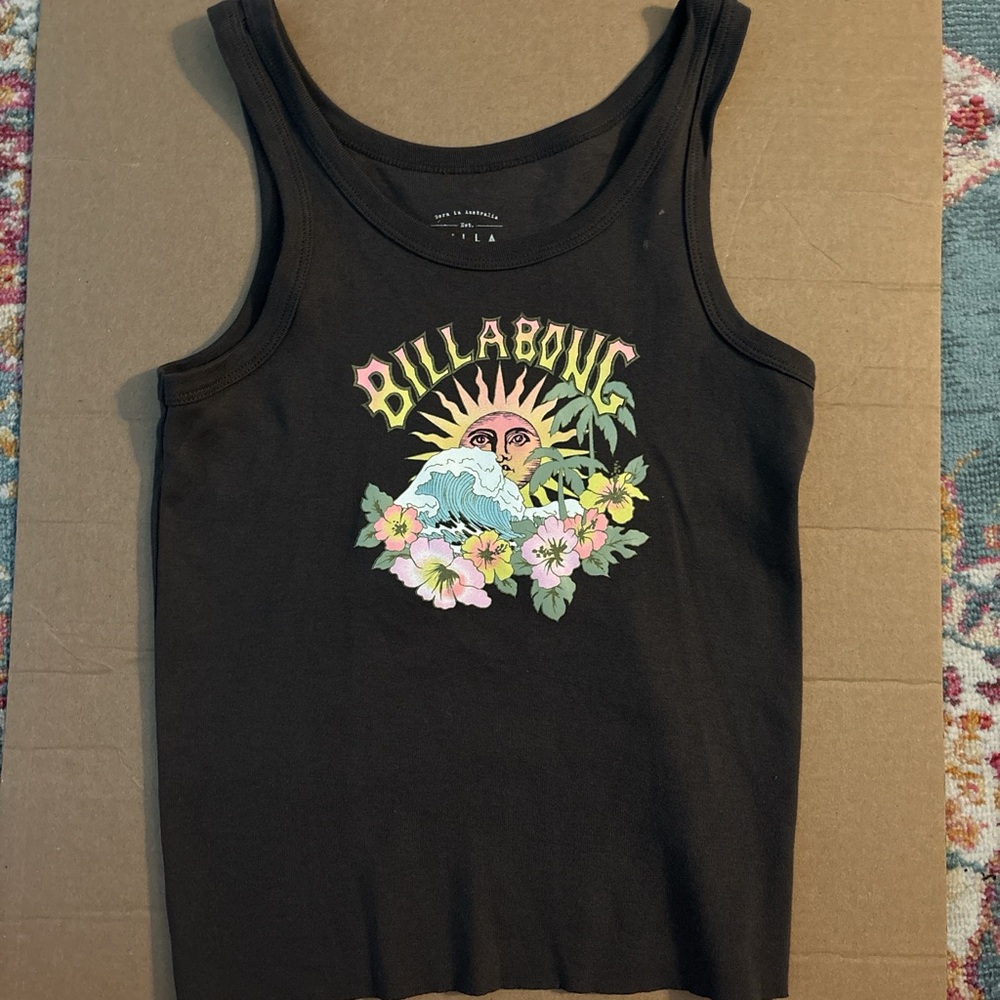 Billabong grey-ish brown Tank Top with Floral Graphic